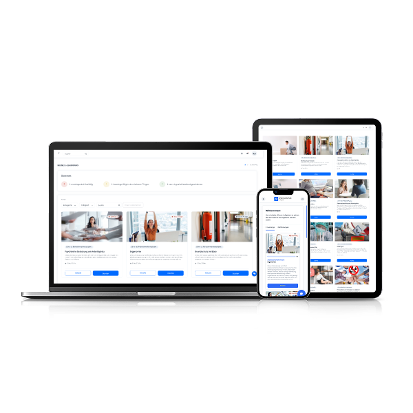 Unterweisungen jederzeit flexibel über Desktop, Tablet oder Smartphone absolvieren.